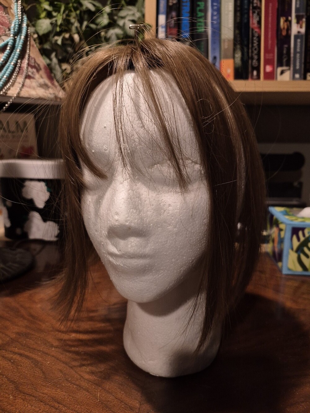 NWT topper caramel toffee copper chestnut blended hair bangs center part blended